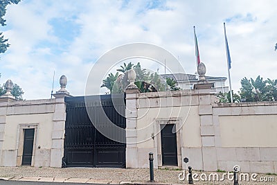 Entrance gate to Portuguese Prime Minister Official House Editorial Stock Photo