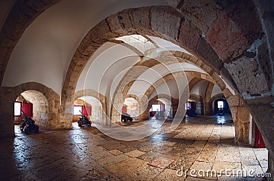 Main artillery battery in the tower of Belem, lisbon, portugal Editorial Stock Photo