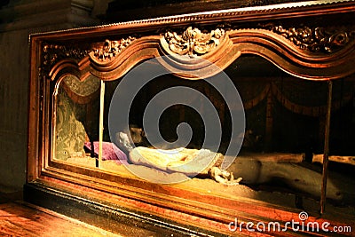 Jesus Christ carving wood prostrate in a church of Lisbon Editorial Stock Photo