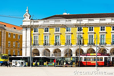 Lisbon, Portugal-March 10: Typical,Tramway on May 11, 2016. Beau Editorial Stock Photo