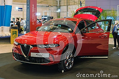Alfa Romeo Tonale electric hybrid car at ECAR SHOW - Hybrid and Electric Motor Show Editorial Stock Photo