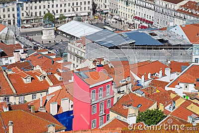 Scenic panoramic views of Lisbon from Saint George Castle Sao Jorge lookout Stock Photo