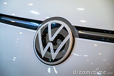 VW car logo emblem close up Editorial Stock Photo