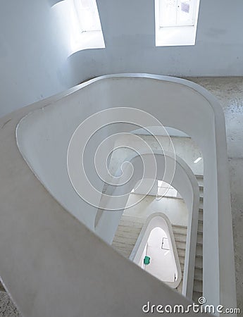 Lisbon, Portugal, October 24, 2021: high angle view of white spiral staircase of Elevador de Santa Luzia elevator Editorial Stock Photo