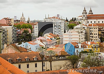 Lisbon, Portugal: a partial view of western area Editorial Stock Photo