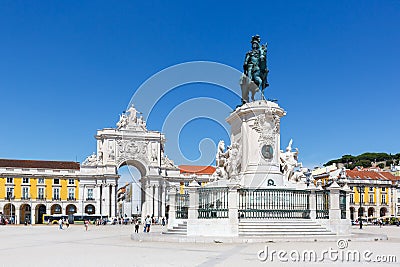 Lisbon Portugal Praca do Comercio square town city travel Editorial Stock Photo