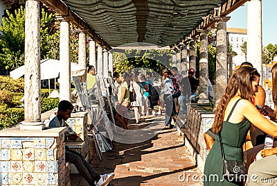 Lisbon, Portugal - Septmember 19, 2016: Streets around Viewpoint de Santa Luzia. Editorial Stock Photo