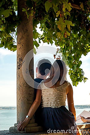 Lisbon, Portugal - Septmember 19, 2016: Streets around Viewpoint de Santa Luzia. Editorial Stock Photo