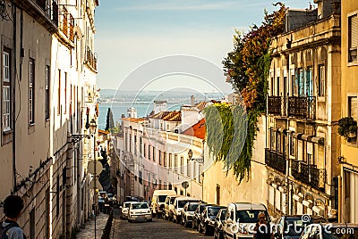 Lisbon, Portugal - Septmember 19, 2016: Streets around Viewpoint de Santa Luzia. Editorial Stock Photo