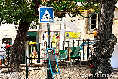 Lisbon, Portugal - Septmember 19, 2016: Streets around Viewpoint de Santa Luzia. Editorial Stock Photo