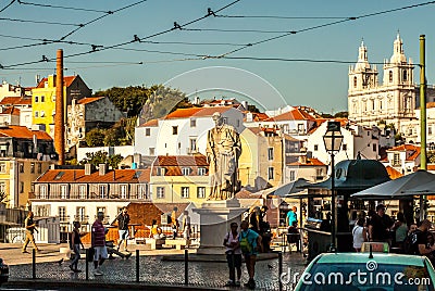 Lisbon, Portugal - Septmember 19, 2016: Streets around Viewpoint de Santa Luzia. Editorial Stock Photo