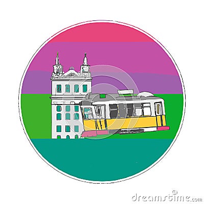 Lisbon, Portugal Travel Skyline Illustration Vector Illustration