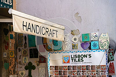 Lisbon's Tiles handicraft shop in Lisbon, Portugal Editorial Stock Photo