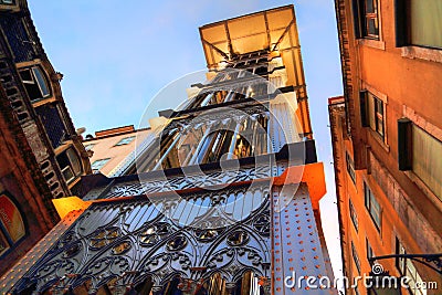 Lisbon, Santa Justa Elevator at sunset Stock Photo