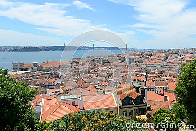 Lisbon Skyline and Tejo River, Lisbon, Portugal Stock Photo