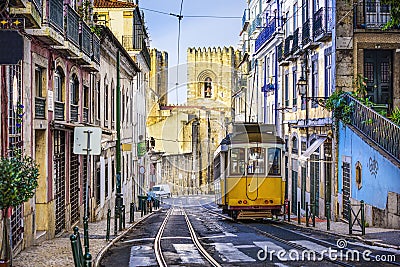 Lisbon Street Car Stock Photo