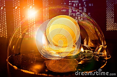 LISK LSK coin in a soap bubble Stock Photo