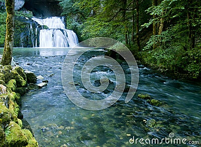 The Lison's source waterfall in France Stock Photo