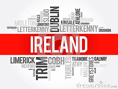 List of cities in Ireland word cloud collage, business and travel concept background Stock Photo