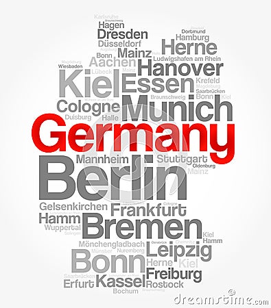 List of cities and towns in GERMANY Stock Photo