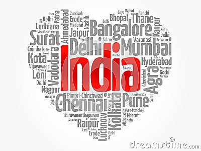 List of cities and towns in India Stock Photo