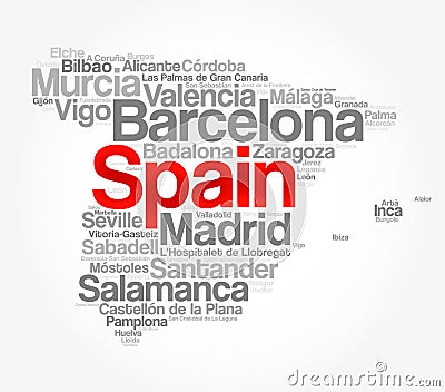 List of cities and towns in SPAIN Stock Photo