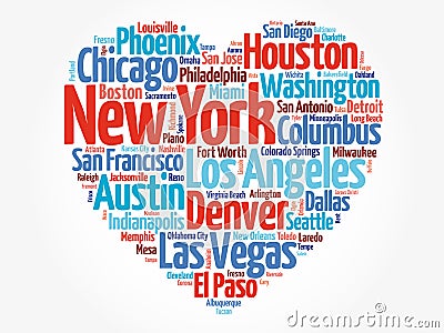 List of cities and towns in USA Stock Photo