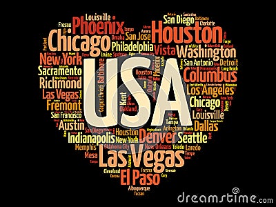 List of cities and towns in USA Stock Photo
