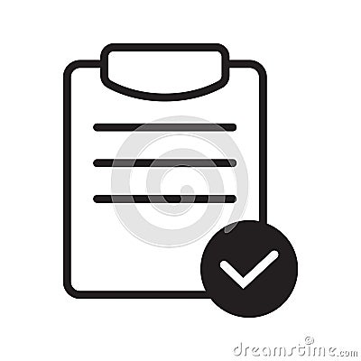 List confirmation icon in line style. Confirm list, check list, approve form icon. Vector Illustration