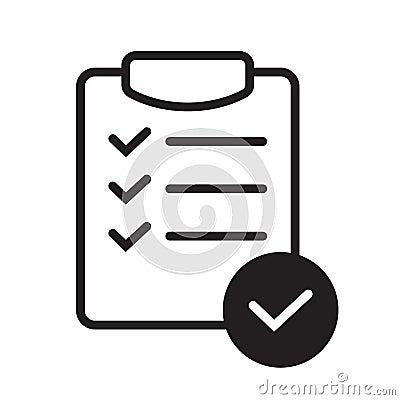 List confirmation icon in line style. Confirm list, check list, approve form icon. Vector Illustration