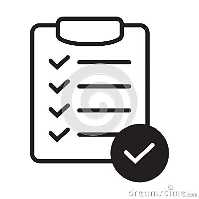 List confirmation icon in line style. Confirm list, check list, approve form icon. Vector Illustration
