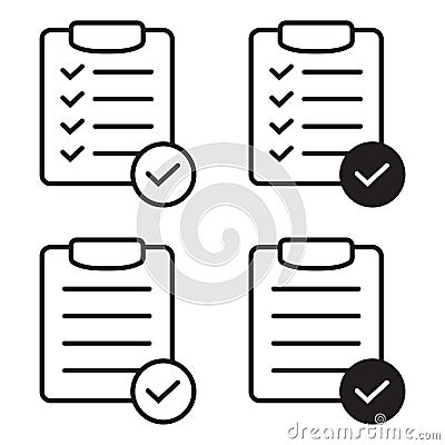 List confirmation icon in line style. Confirm list, check list, approve form icon. Vector Illustration