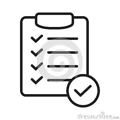 List confirmation icon in line style. Confirm list, check list, approve form icon. Vector Illustration