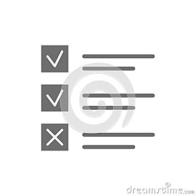 List of done and undone cases grey icon. Vector Illustration