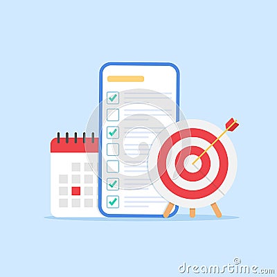 List of goals or deeds in the new year on the screen of a mobile phone Vector Illustration