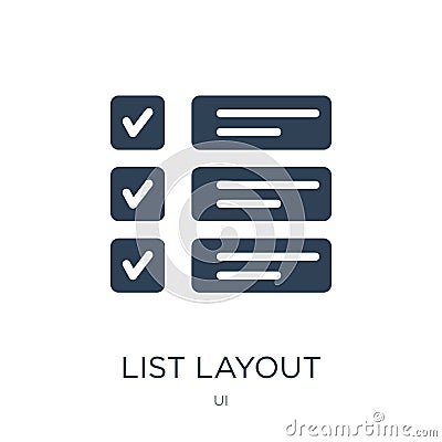 list layout with check boxes icon in trendy design style. list layout with check boxes icon isolated on white background. list Vector Illustration