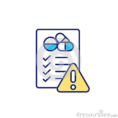 List of medicaments RGB color icon Cartoon Illustration