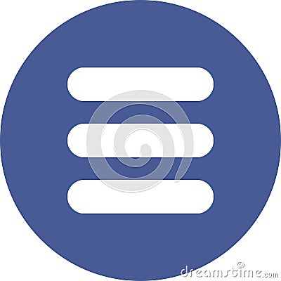 List or options menu icon. Round blue icon in flat style for mobile apps, UI and web design Vector Illustration