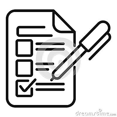 List paper ballot icon outline vector. Polling booth Stock Photo