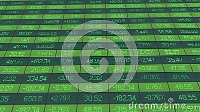 List of realtime quotes and prices data, figures dropped on stock market board Stock Photo