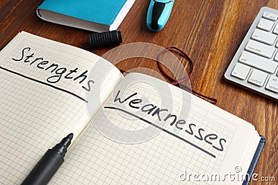 List of Strengths and Weaknesses Stock Photo