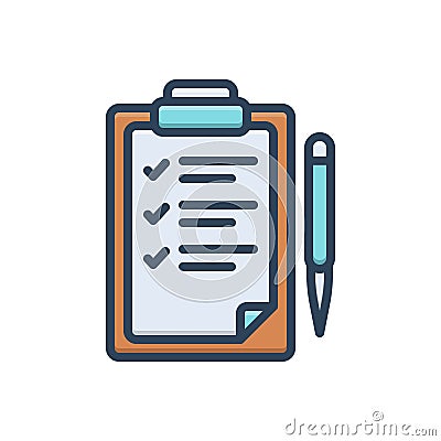 Color illustration icon for Listed, catalogued and clipboard Cartoon Illustration