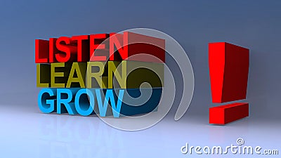 Listen learn grow on blue Stock Photo