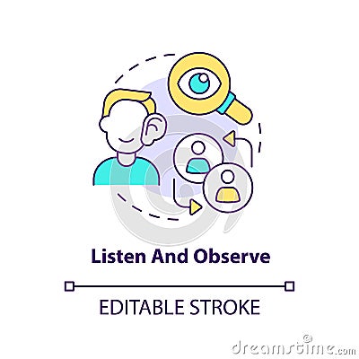 Listen and observe concept icon Vector Illustration