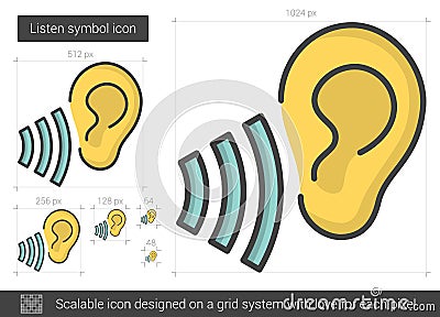 Listen symbol line icon. Vector Illustration