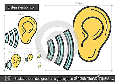 Listen symbol line icon. Vector Illustration