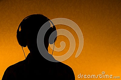 Listen to Music - man with earphones Stock Photo