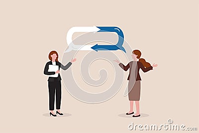 Listen to team feedback to improve work quality, communication skill or client relationship, ask and answer question for idea Vector Illustration
