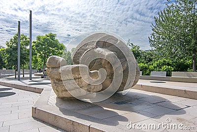 Listening head monument in Paris, France Editorial Stock Photo