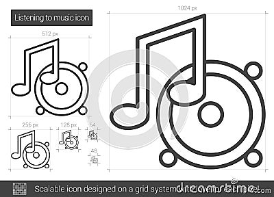 Listening to music line icon. Vector Illustration